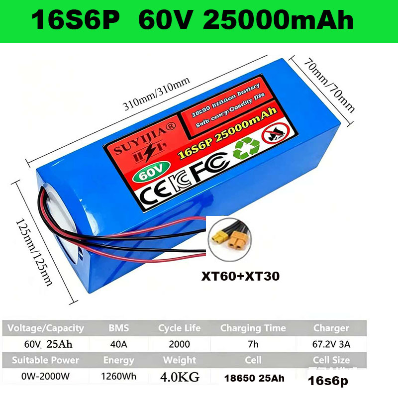 Batería de Litio 60V 18650 40A - 60V 30Ah Electric Scooter Battery reseña y precio